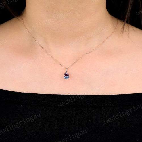 Pear alexandrite necklace - pear, gold