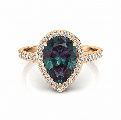 Alexandrite pear halo bridal - alexandrite,