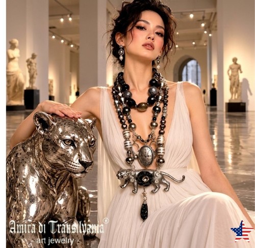 Silver panther pendant - silver,