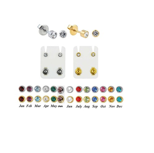 Stainless birthstone stud - stainless,