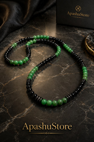 Men green black beaded - black,